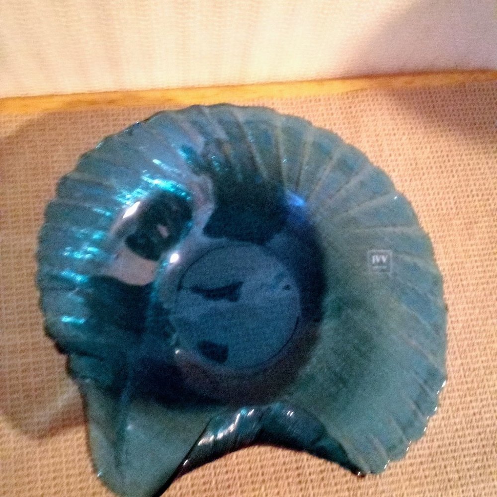 Vintage 1960's IVV Cobalt Blue Glass Bowl-Size: 10” in Diameter approximately